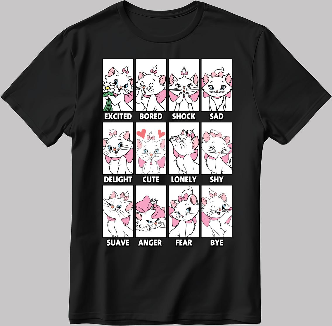 Marie Cat Disney Moods Short Sleeve W/B Men / Women T Shirt C544 XL
