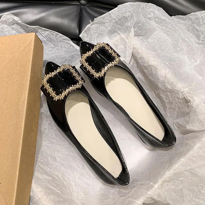 Fashion With Crystals Slip-on Pointed Toe Diamond Sexy Woman Flats Rhinestone Genuine Mark Offer Discount 39 Summer 2025 Shoes for Women