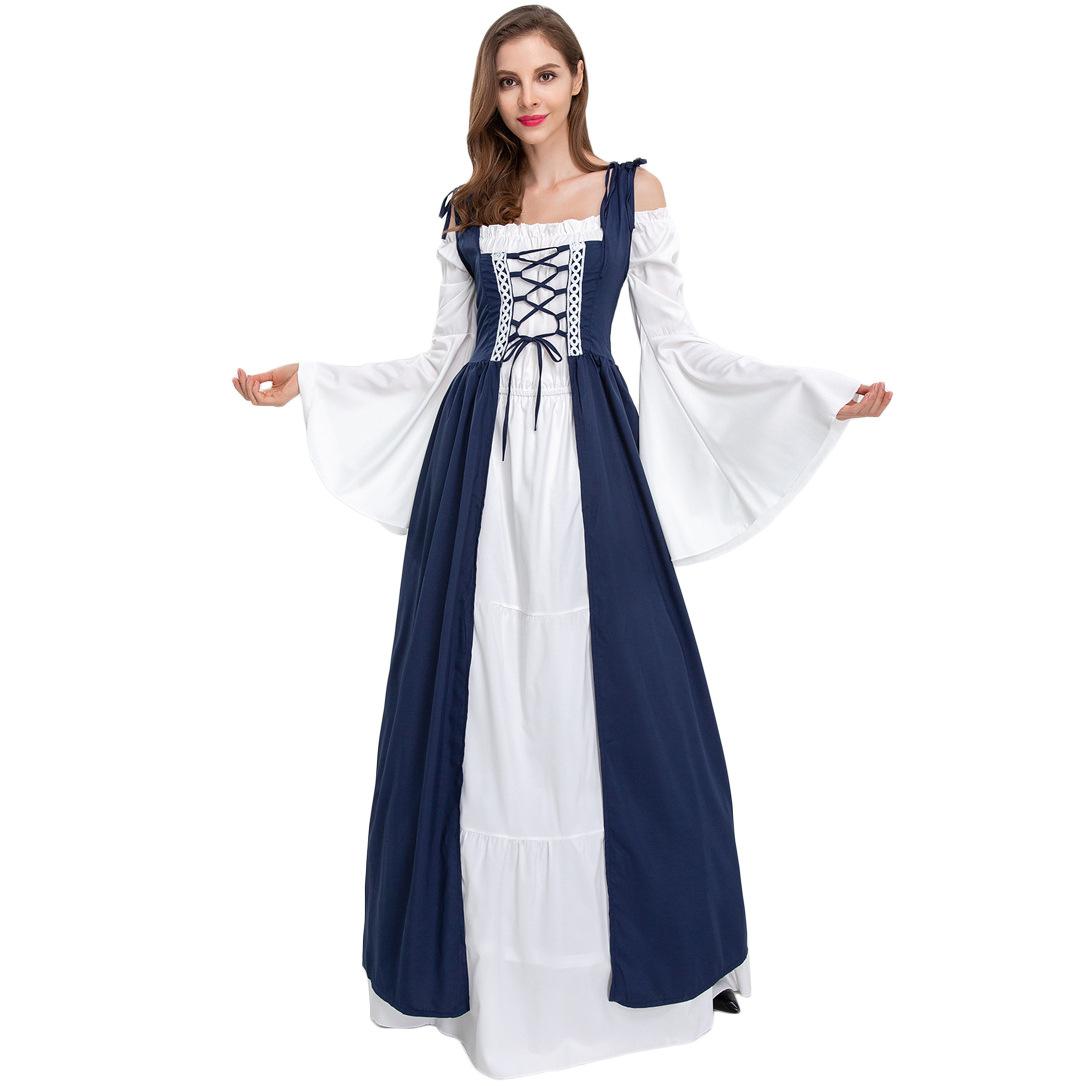 

Vintage court dress, Halloween costume adult, princess queen, play stage costume XXL темно-синього кольору