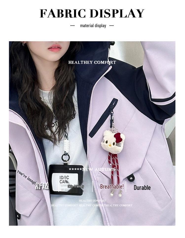 Girls' Reversible Hooded Mid-Length Fleece-Lined Windbreaker (2025 Autumn/Winter Collection)