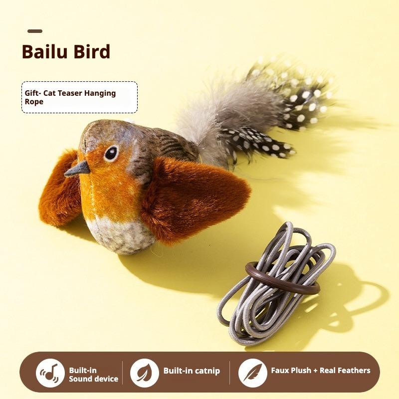 

Щебечущая Птичка Игрушка для Кошки Интерактивная Машущая Крыльями Плюшевая Игрушка Птичка Работает от Батареек Bailu