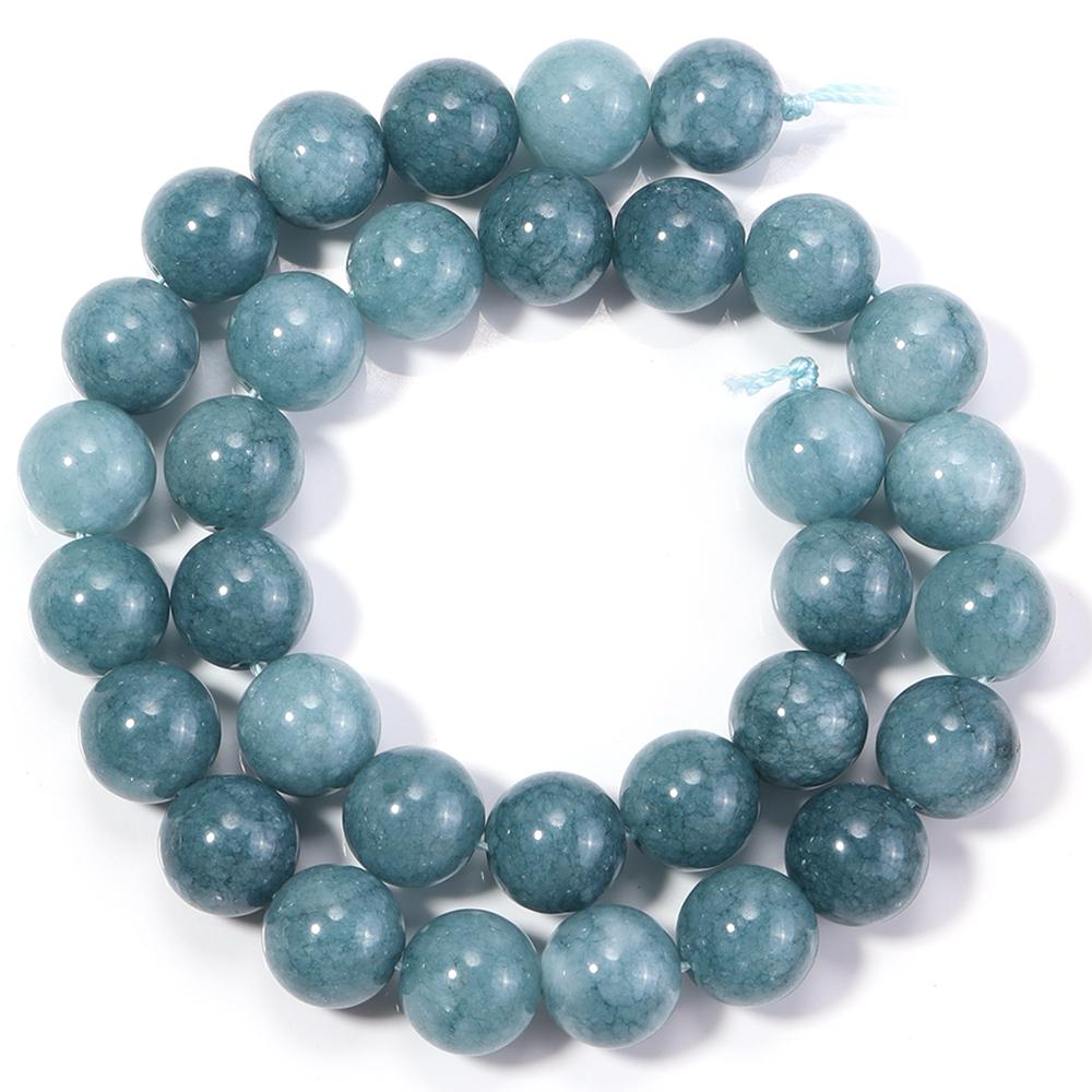 4 6 8 10 12mm Natural Aquamarine Stone Beads Dark Blue Round Gemstone Loose Spacer Bead For DIY Jewelry Making Bracelet Necklace