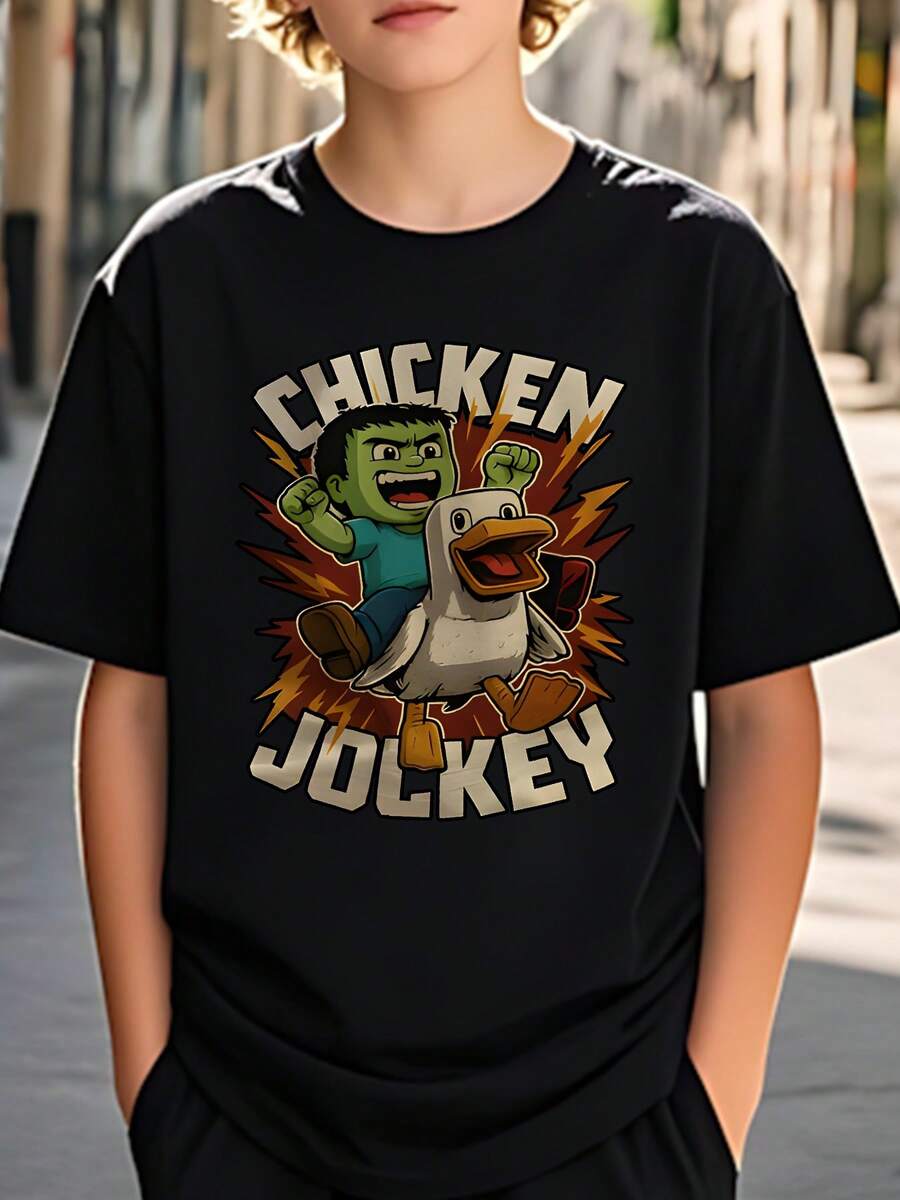 

Soft Stretch Knit unisex T-Shirt - Cartoon Graphic, Breathable & Machine Washable - Lightweight Regular Fit Short Sleeve Tee For Sports, Beach XXXL