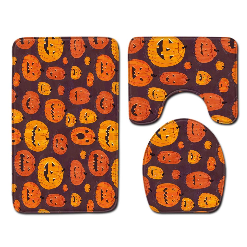 Halloween Bathroom Three-Piece Floor Mat Household Door Mat Bedroom Living Room Carpet