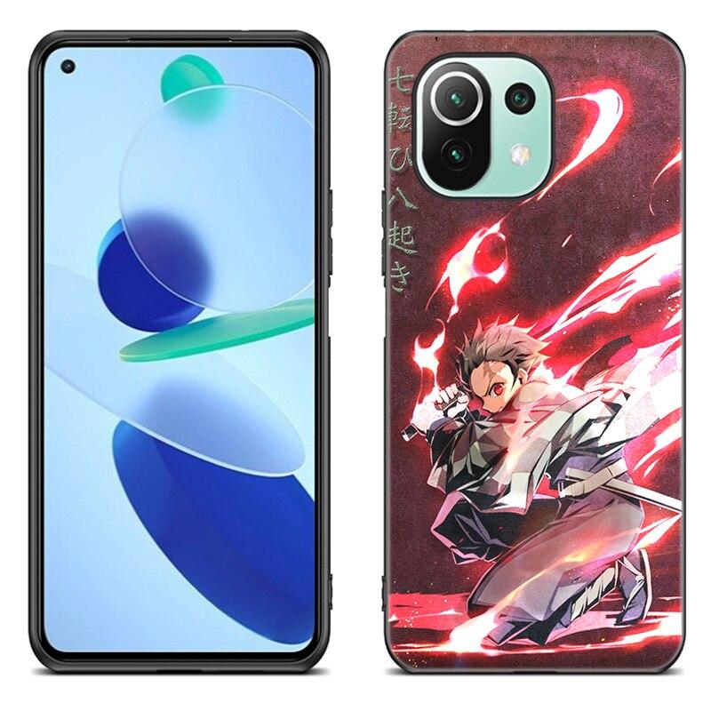 Anime Demon Slayer tanjiro Case For Xiaomi Mi 11 Lite NE 11i 10T 11T Pro A2 A3 Lite POCO F3 M3 M4 C31 X3 Pro NFC GT Black Cover