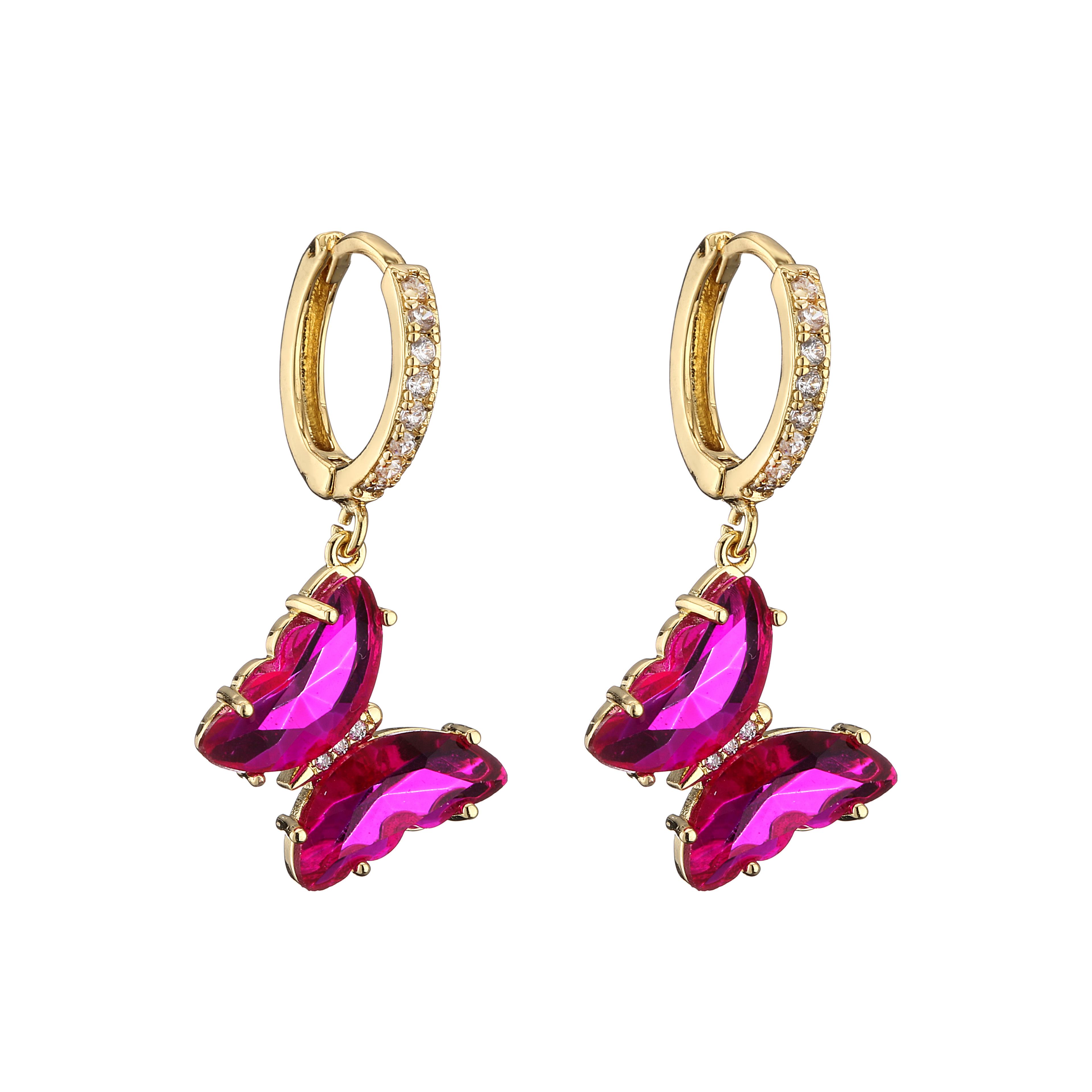 

HECHENG,Crystal Butterfly Earrings, Small Hoop Earrings Sweet Drop Earring For woman, High Quality Zircon wholesale