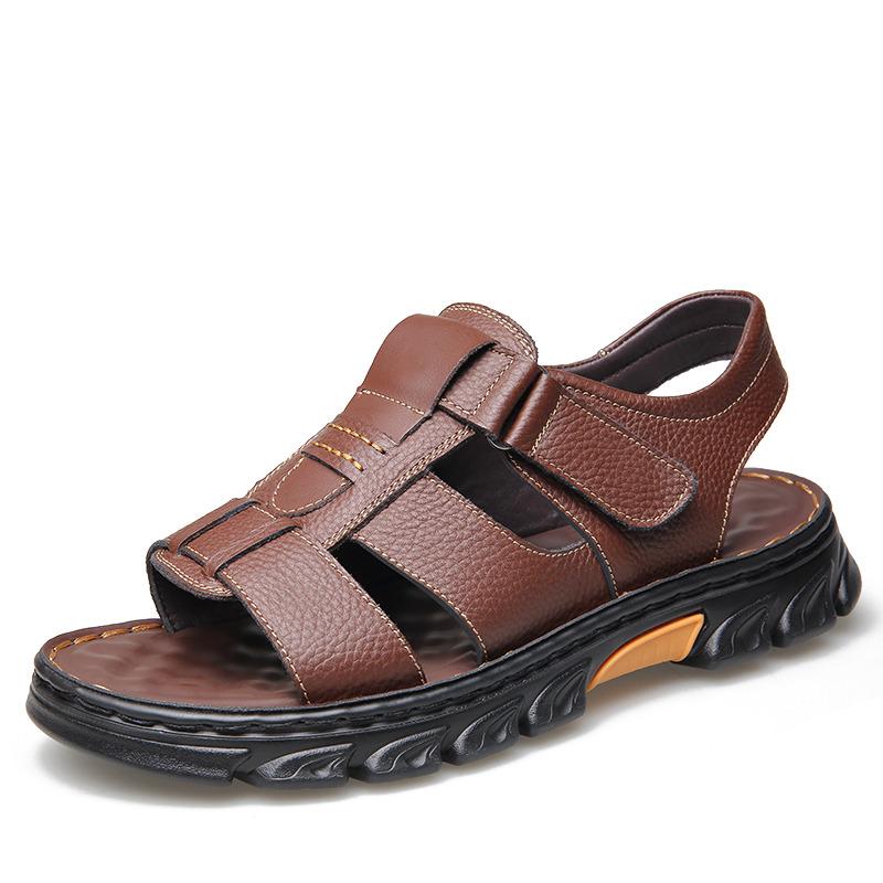 Summer Black Leather Sandals For Men Comfortable Platform Sandals Man Outdoor Beach Shoes Men's Sports Sandals sandalias hombre