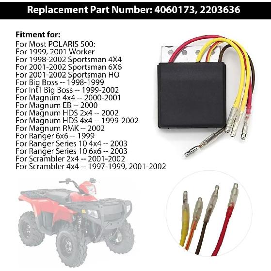Voltage Regulator Rectifier For Polaris Sportsman 500 Worker 500 Scramber 500 Magnum 500 1997 1998 1999 2000 2001 2002 2003 Repl.# 2203636 4060173