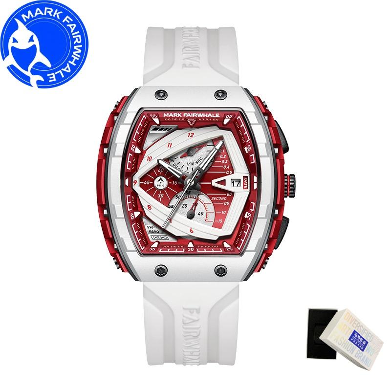 MARK FAIRWHALE Watches for Man 5690 New Resin Case Chronograph Calendar Waterproof Men Watch Sports Silicone Strap Reloj Hombre
