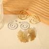 Exaggerated Retro Fan-Shaped Ray Earrings in 18K Gold & Stainless Steel