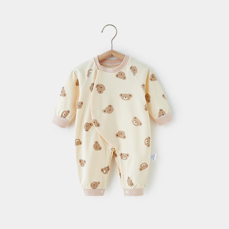 Jaydyequ Baby Long Boys and Lightweight Romper Baby Print Bear 59cm Clothes, Sleeve, Spring/Autumn, Girls, Coverall, Prep, Gift, All-Year Material,