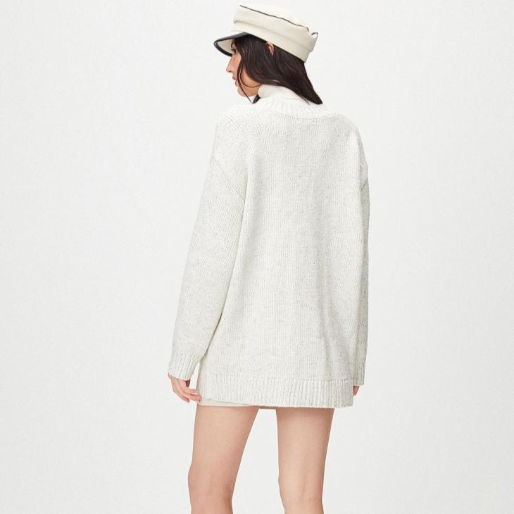 Dimanaf 2025 Sweaters Solid Cardigan Autumn Pockets Women Print V-Neck Sweaters Knitting Loose Sweater