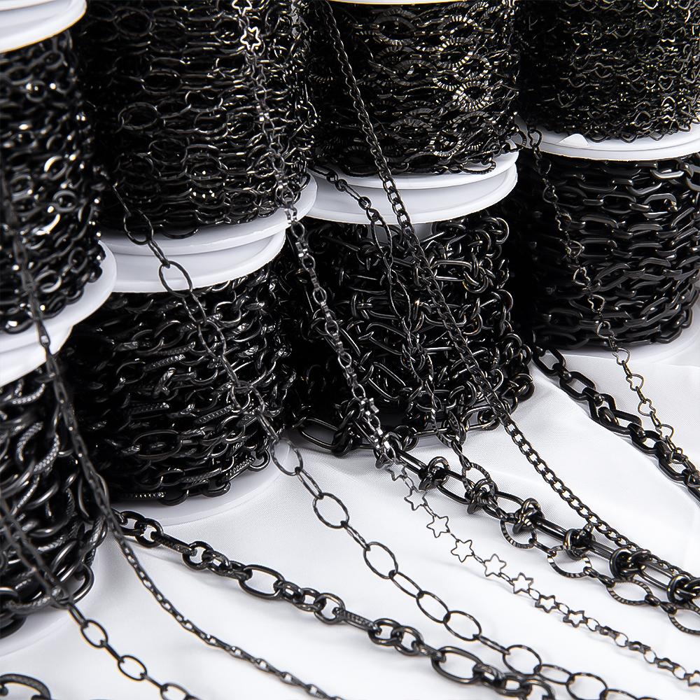 2meter 1meter Black Plated Chain for Men Punk Jewelry Making Necklace Stainless Steel Trend Link Chain Chunky Chain DIY Bracelet