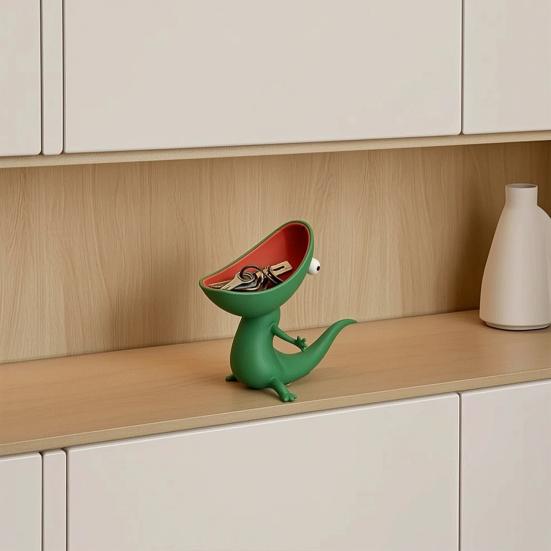 Echse Seifenschale Niedliche Arbeitsplatten-Seifenschale mit Abflussloch für Waschbecken im Badezimmer Lustige Cartoon-Echse Organizer-Schale für Schlüssel Schmuck Süßigkeiten