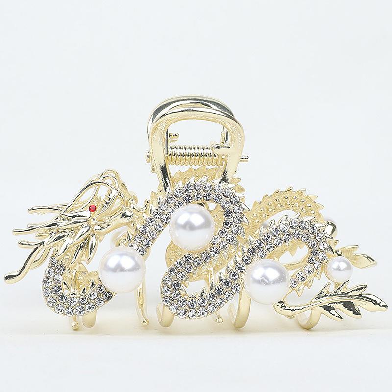 

Traditional Chinese Dragon Totem 3d Alloy Grip Clip Ancient Style Hanfu Paired with Accessories for Daily Convenience Shark Clip золотистый