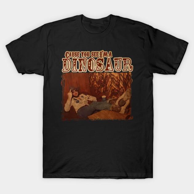 

Men Black Print T-shirt Kurniamarga Vintage Hank Williams Jr Dinosaur No-Cut Transfer Paper Print Cotton Tshirt S