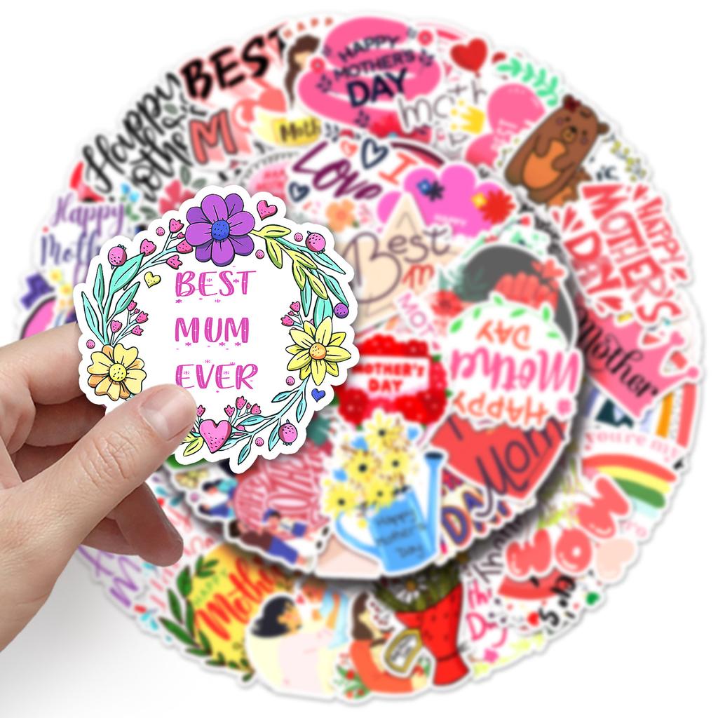 50 Mother's Day Graffiti Stickers Personalized Cartoon Holiday Creative Decoration Water Cup Skateboard Suitcase Stickers