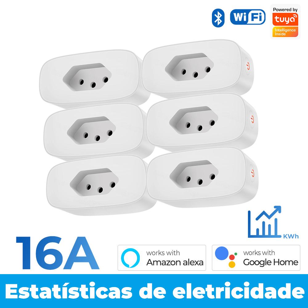 16a Brazil Standard Tuya Wifi Smart Plug Socket Outlet Adapter Power Monitor Timer App Voice Works For Google Home Alexa