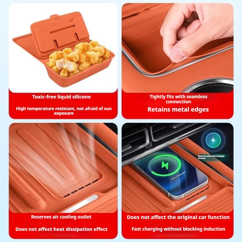 For Li Lixiang L6 L7 L8 L9 MEGA Specialized Central Control Wireless Charging Pad Silicone Storage Box Essential Auto Interior