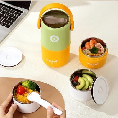 Tragbare doppelwandige Lunchbox für Kinder 304 Edelstahl Isolierte Bento-Box mit Griff Lebensmittelbehälter für Büroangestellte