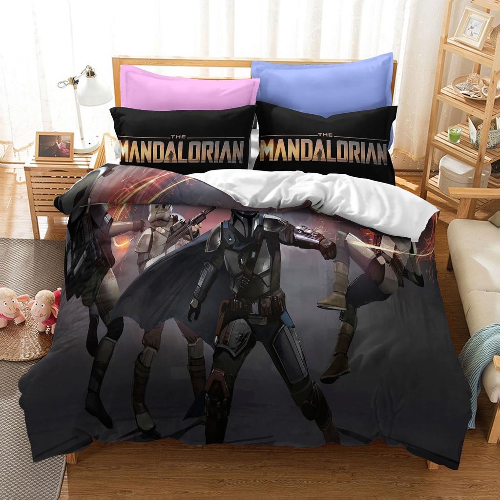 Juego de Ropa de Cama, Serie Mandalorian Tamaño Funda Nórdica de Tres Piezas