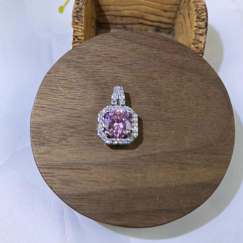 Moissanite Square Pendant Clavicle Chain Necklace - Luxury Women’s Copper with Micro-inlaid Zircon.