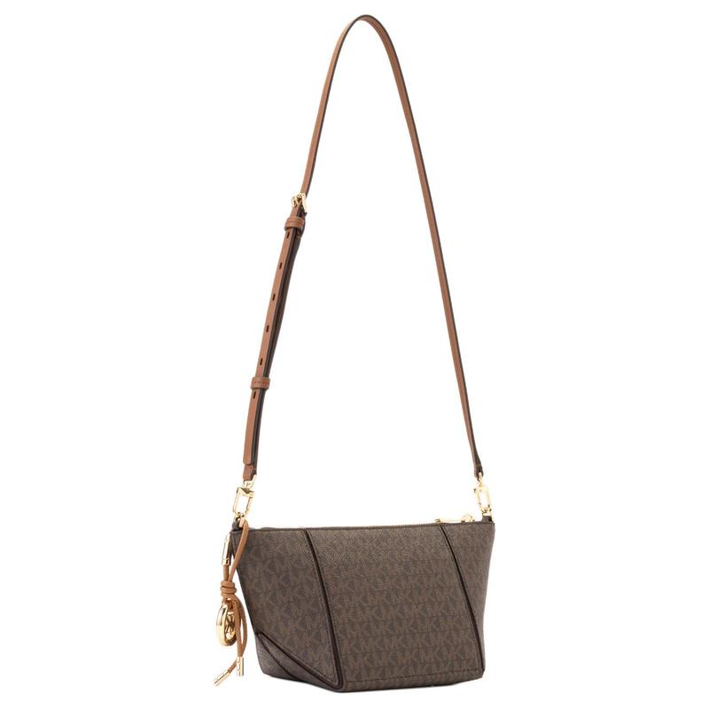 MICHAEL KORS Jordi detachable and adjustable shoulder strap all-over printed artificial leather shoulder crossbody bag small women's fruit brown