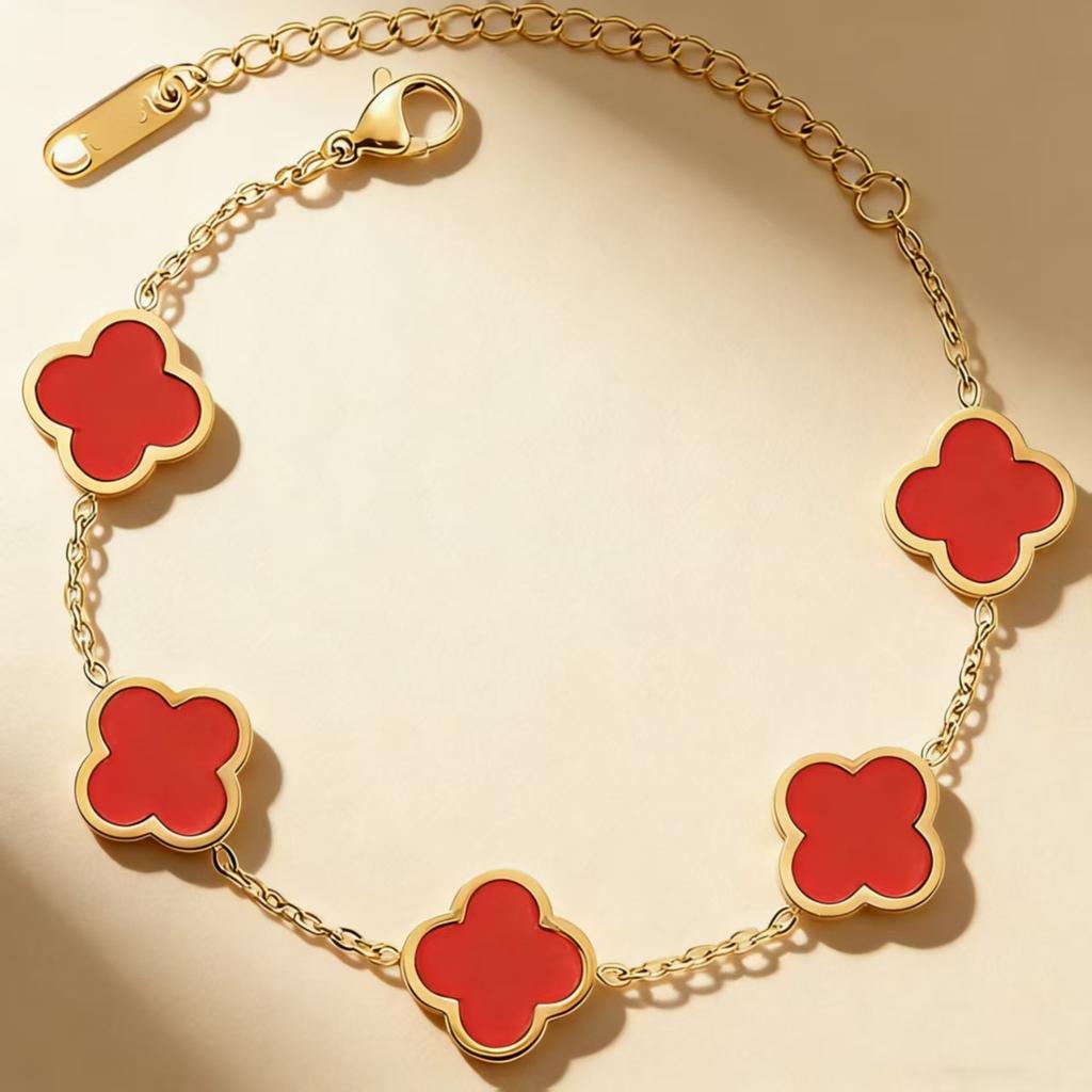 Stylish New Smooth Four-leaf Clover Bracelet Titanium Steel Double-sided Women's Bracelet