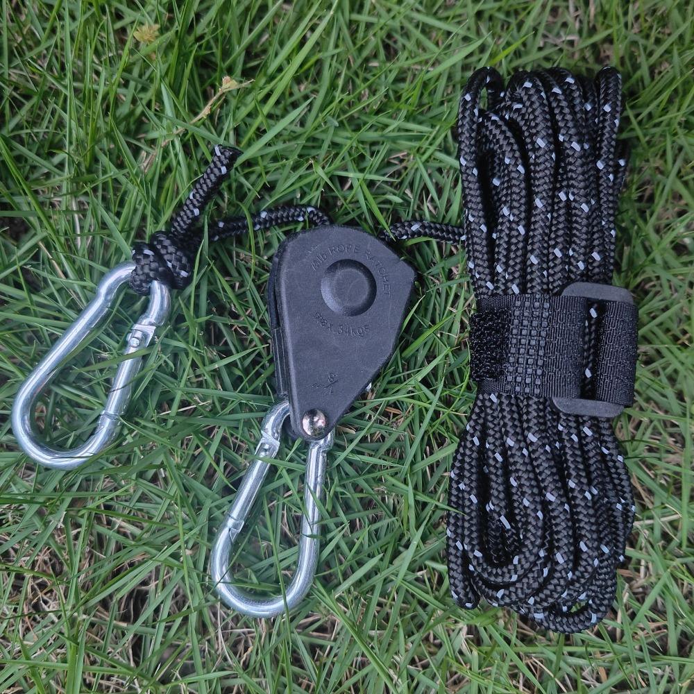 4mm*2m Tightener Fastening Pulley Ratchet Hangers Multicolors Awning Wind Rope Hook  Outdoor Tool