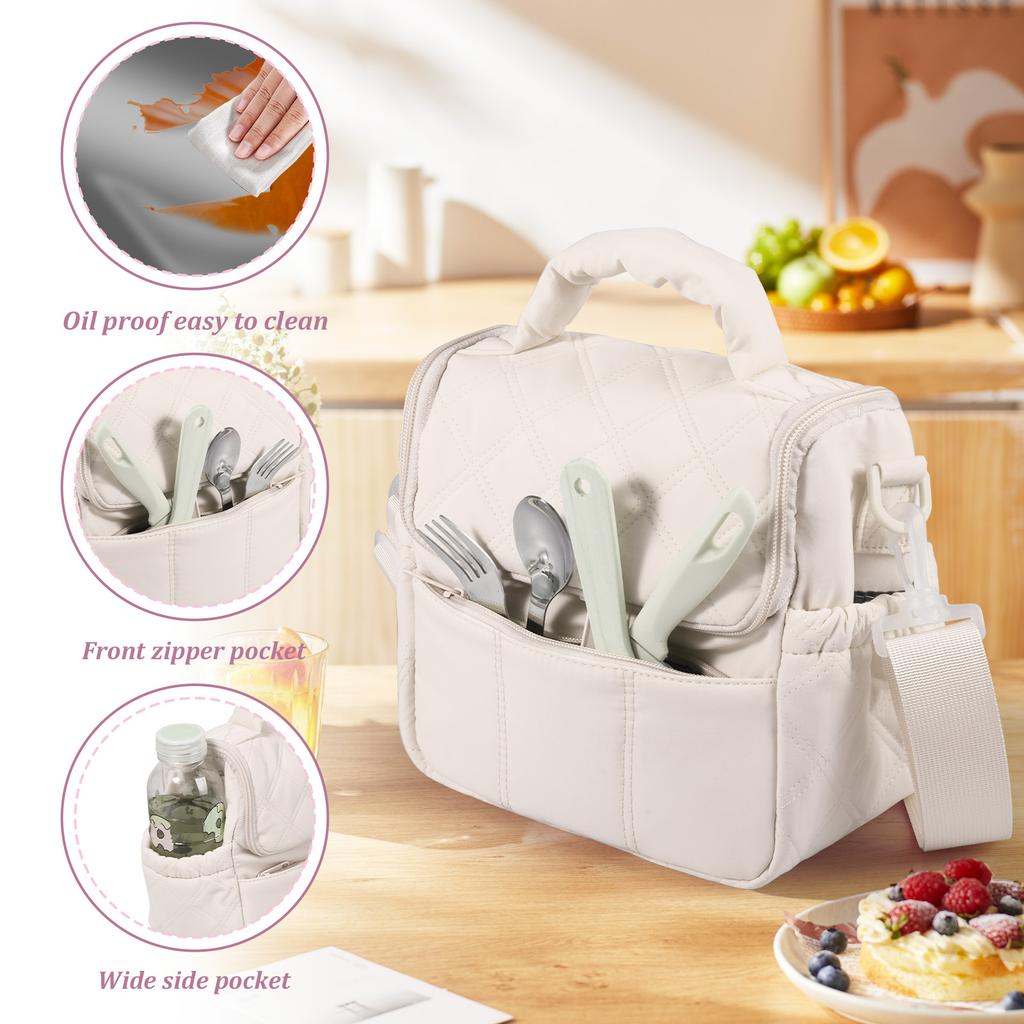 Portable Lunch Bag With Crossbody Strap Insulated Lunch Box Soft Cooler Cooling Tote Lunch Bag for Office Beach School Picnic