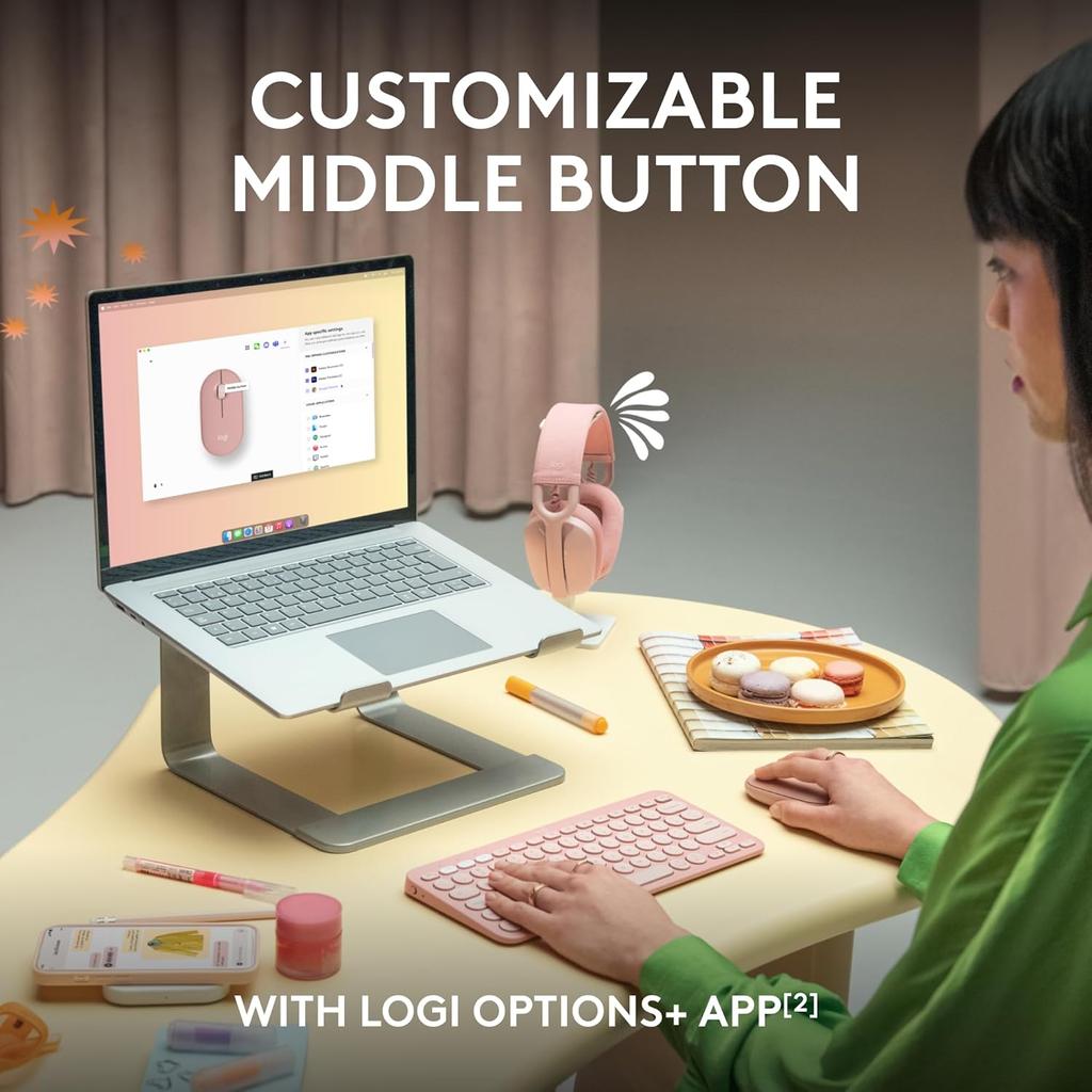 Logitech Fashion Series PEBBLE Mouse Wireless Bluetooth Mouse Office Silent Mouse Symmetrical Mouse Pebble Shape