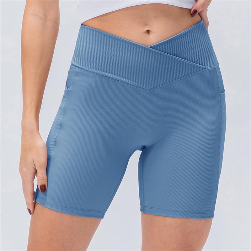 Yudong Women's High-Waisted Cross-Waist Yoga Shorts