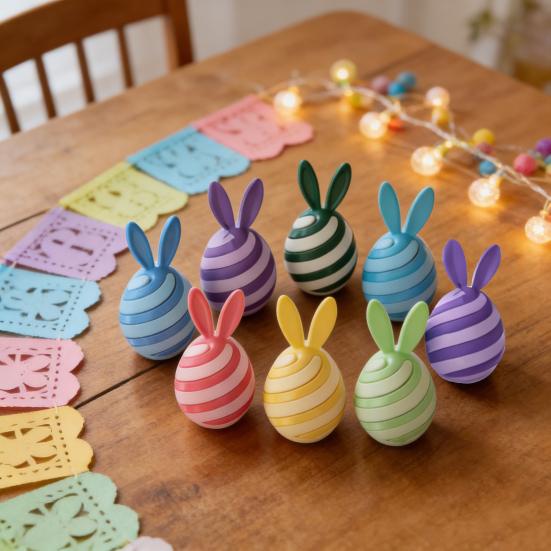 Kaninäggsprydnader 3D-printade Stresslindrande Leksaker för Påskkorgsfyllning Plast Sensoriska Kaninägg Barn Påskfest Favorer