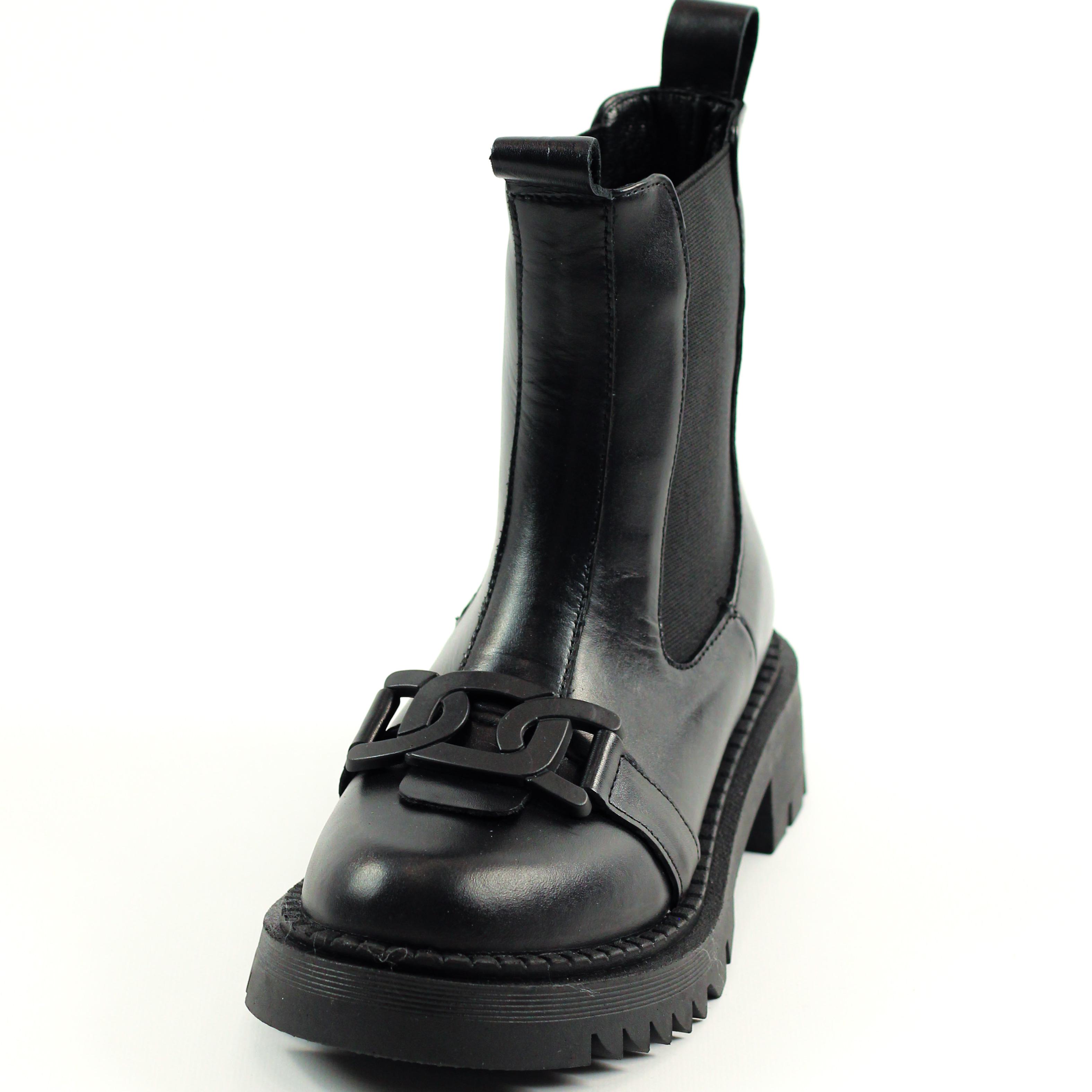 

Черевики Челсі демісезонні Evromoda 681107 36 Чорна шкіра 39 чорний