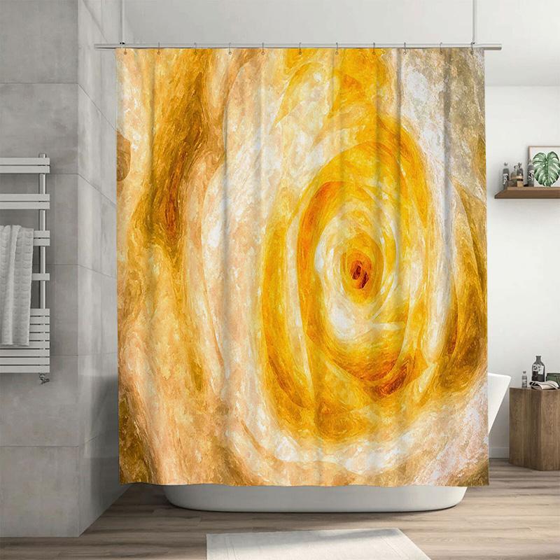 

Luxurious Golden Shower Curtain With Vibrant Swirl Design For Bathroom Decor Modern Printed Shower Curtains Made In China (Yello W60H190(CM)-1 Pcs