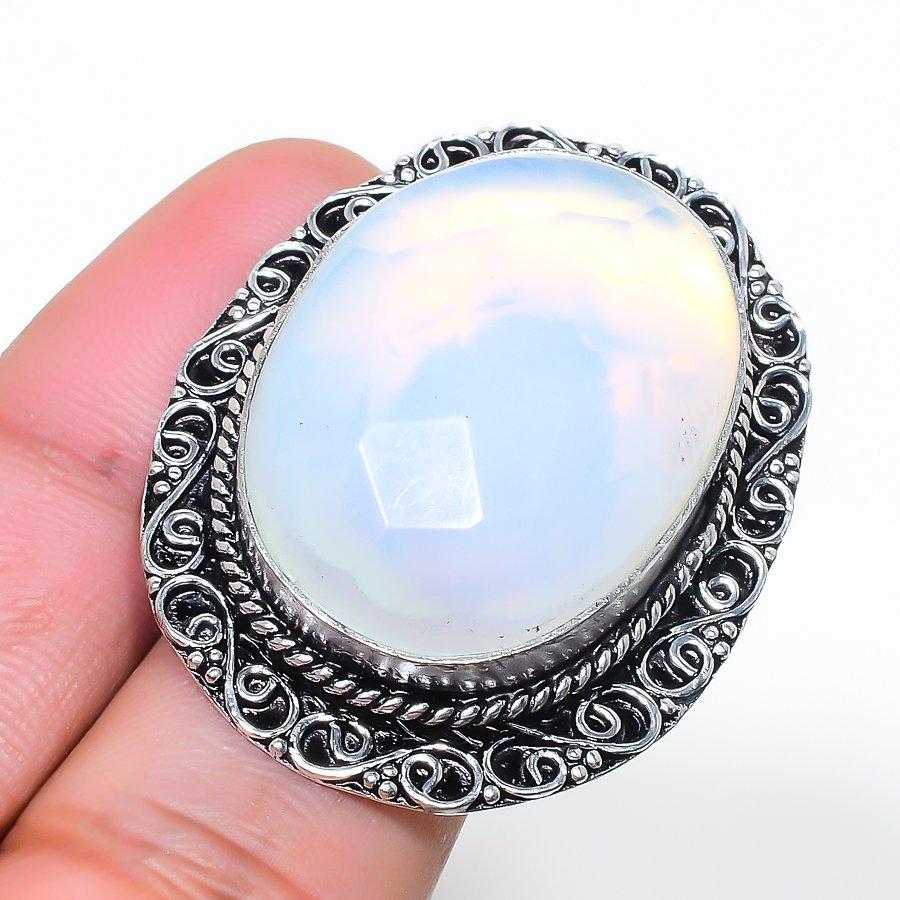 Natural Milky Opal Gemstone 925 Sterling Silver Jewelry Ring Size 6.5 AR-17071