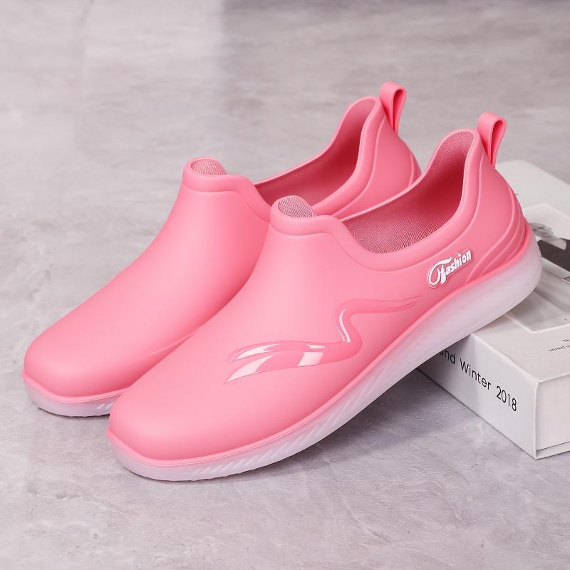 Shallow Rain Shoes Women's Fashion Adult Low-top Rain Boots Short Tube Non-slip Waterproof Shoes Soft Sole Kitchen Work Shoes