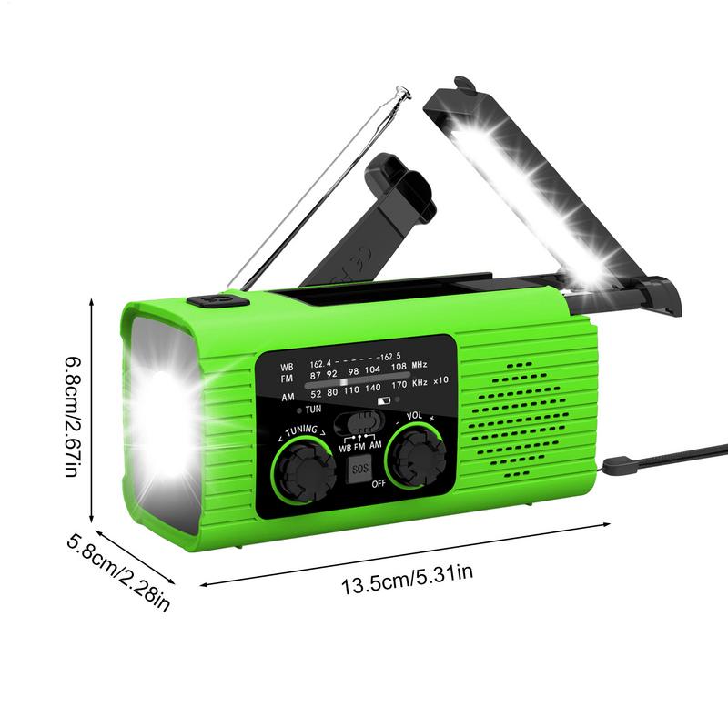 Portable Solar Radio Flashlight Hand Crank Weather Radio AM/FM/NOAA Radio Crank Radios 3 Way Charging Survival Radio For Camping