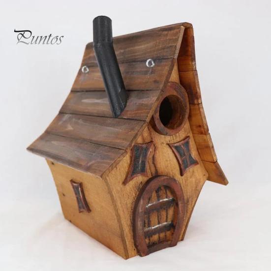 Fuglehus i tre for utendørs Lunefullt hengende kolibrihus utendørs villfuglrede for uteplass Bakgård Hageinnredning