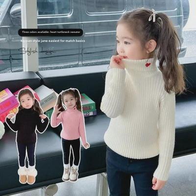 "Girls' Turtleneck Knit Sweater: Stylish Autumn & Winter Layer"