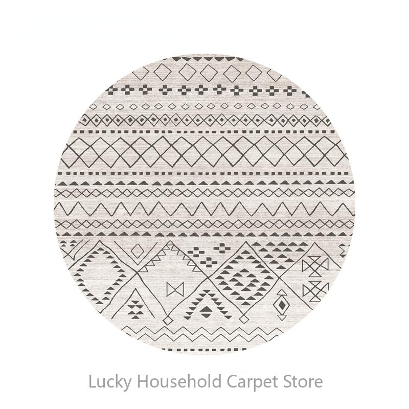 Morocco Round Carpet Lounge Chair Area Rug Soft Non-slip Light Color Living Room Decoration Carpets Washable Cloakroom Floor Mat