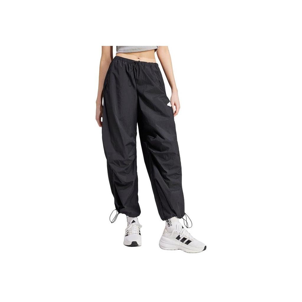 Adidas Solid Color Elastic Waistband Adjustable Cuffs Casual Pants Women Bottoms Black IQ4827