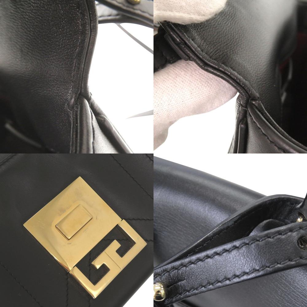 Used AUTHENTIC GIVENCHY 2WAY Eden Mini Shoulder Bag Black Leather