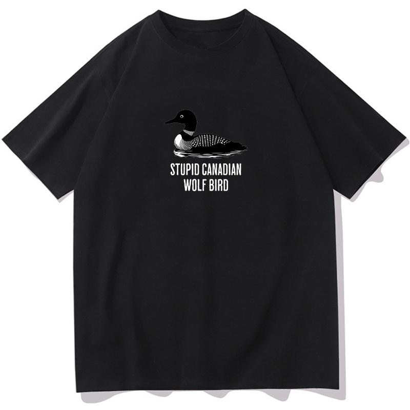 FrühlingSommer Dämlicher Kanadischer Wolf Vogel Muster Gedrucktes Baumwolle Locker Kurzarm Rundhals Herren und Damen Freizeit T-Shirt