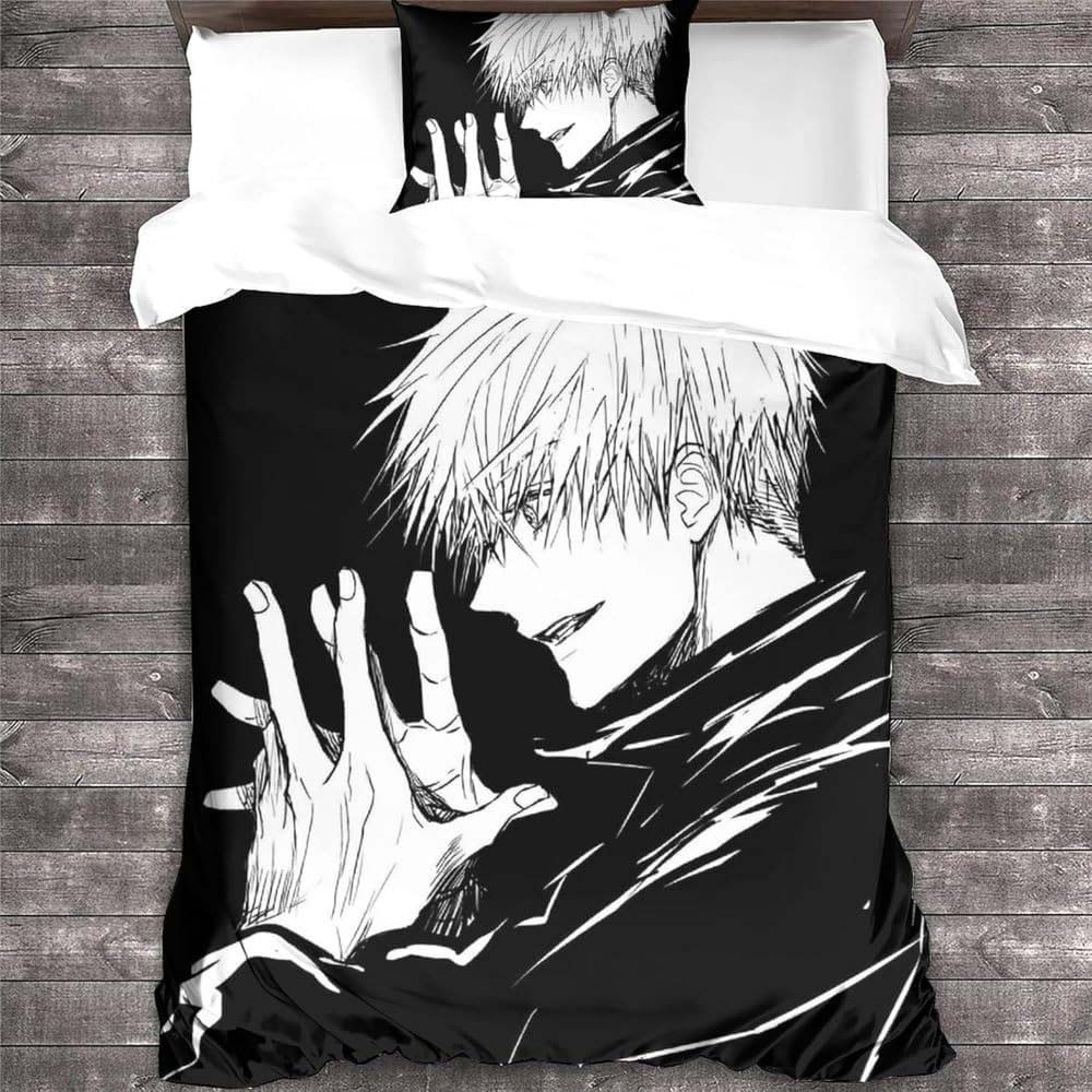Ensemble de literie Animation Jujutsu Kaisen Housse de couette Satoru Gojo Housse de couette douce et taie d'oreiller pour adolescents SimpleDoubleQueenKing 135×200cm