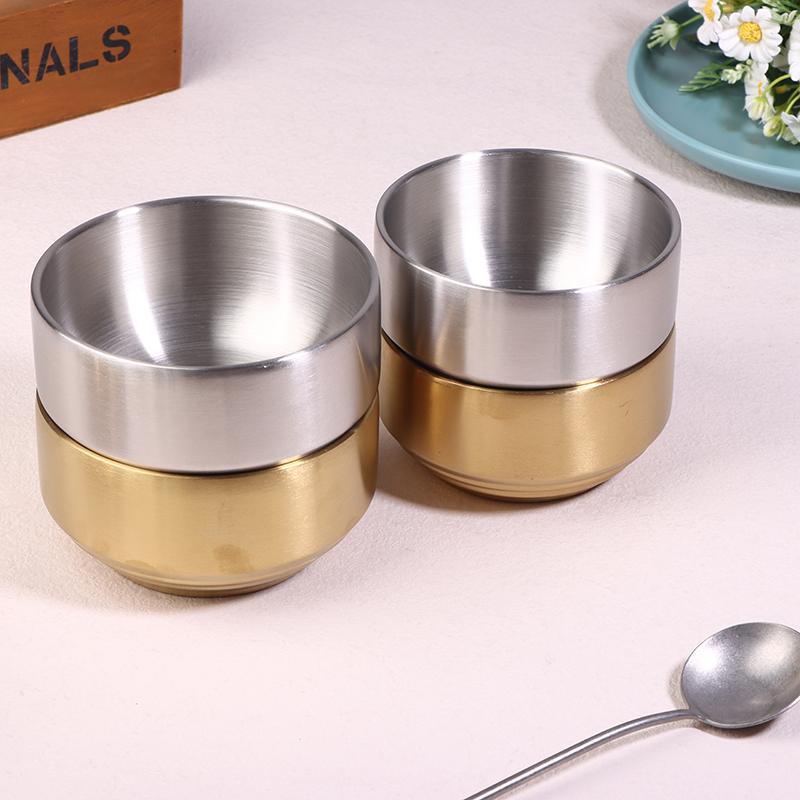 Korean Style 304 Double-layer Thick Durable Stainless Steel Rice Bowl Soup Rice Bowl Cuisine Home Child Small Bowl Cuisine