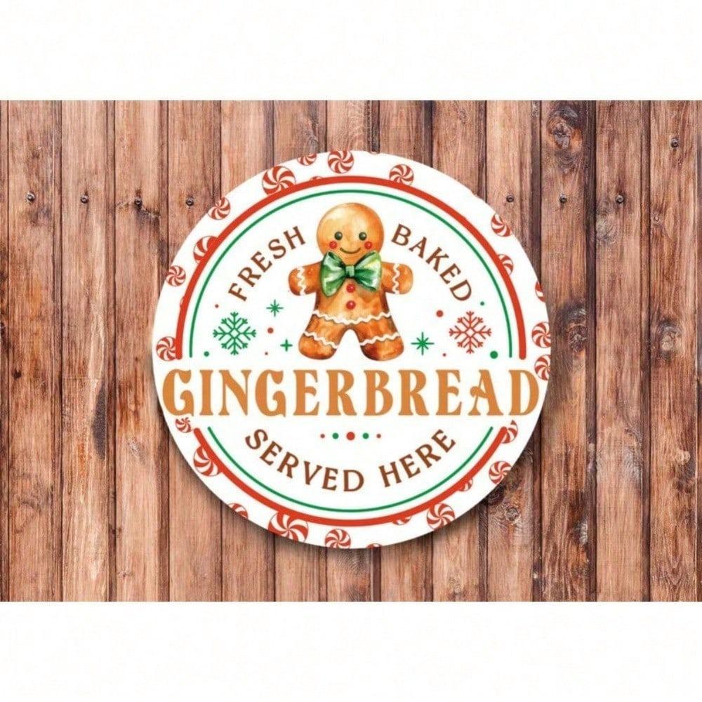 Fresh Baked Gingerbread Wreath Metal Sign Wall Art Home Decor