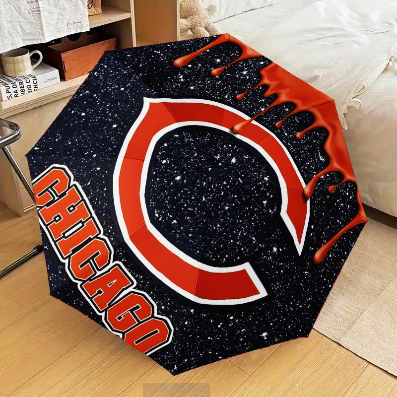 Chicago Bears Logo Umbrella Folding umbrella, automatic umbrella 8-Frame for Travel, camping Use Gift for Halloween Christmas