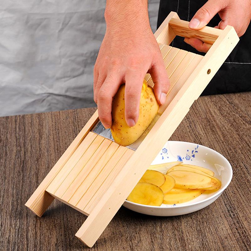 Multifunctionele Wooden Vegetable Cutter Including Steel Blade Slicer Potato Peeler Carrot Cheese Grater Kitchen Tools