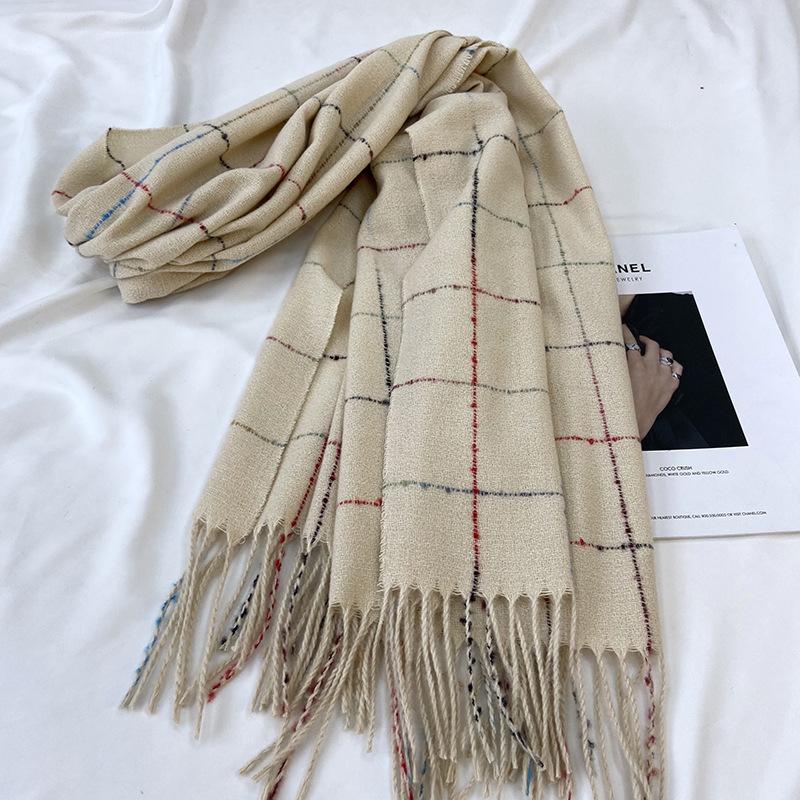 Plaid Scarf Women's Autumn and Winter New Fringed Shawl Fashion Imitation Cashmere Warm Scarf